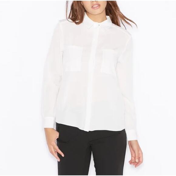 Topshop Pocket Detail Button Down Shirt in White - Picture 4 of 13